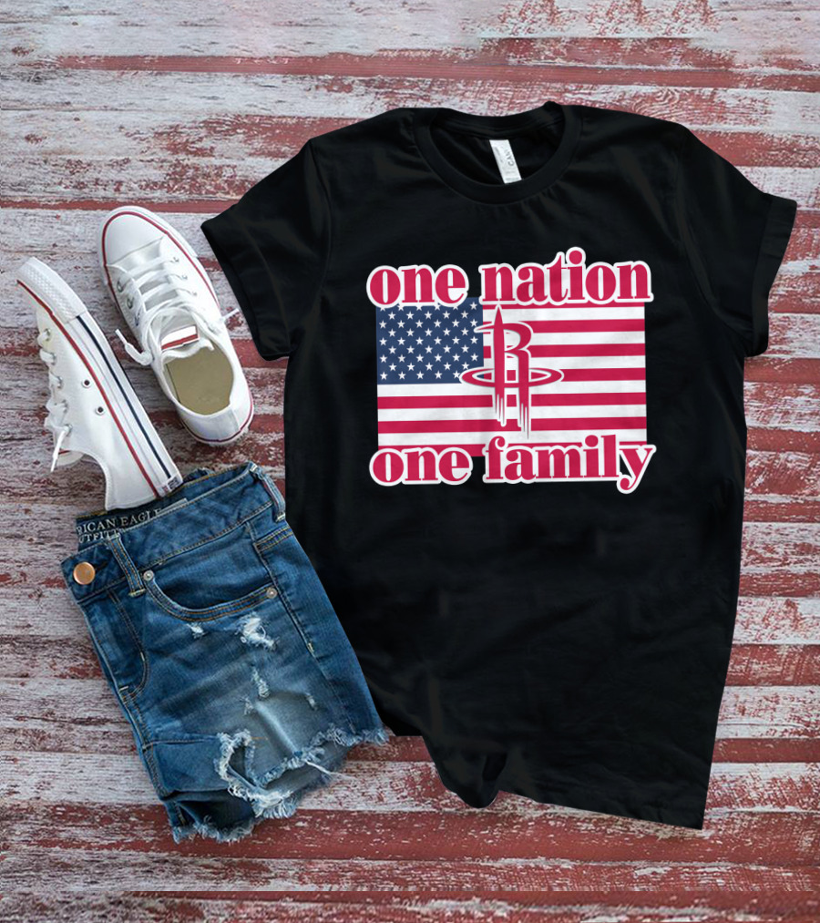 One Nation One Family 79 Houston Rockets Usa Flag T-Shirt