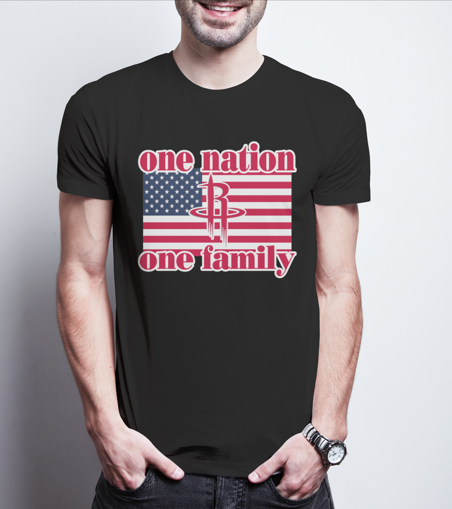 One Nation One Family 79 Houston Rockets Usa Flag T-Shirt