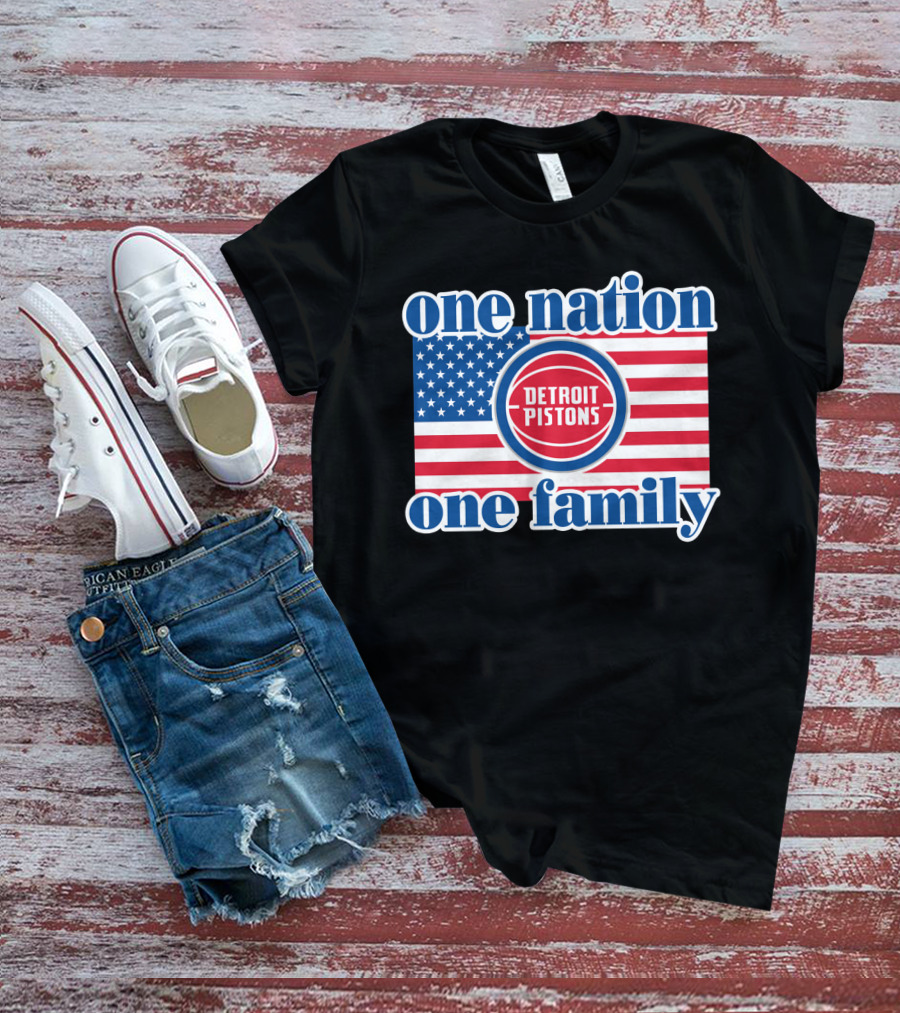 One Nation One Family Detroit Pistons 81 Usa Flag T-Shirt