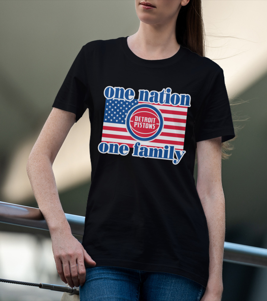 One Nation One Family Detroit Pistons 81 Usa Flag T-Shirt