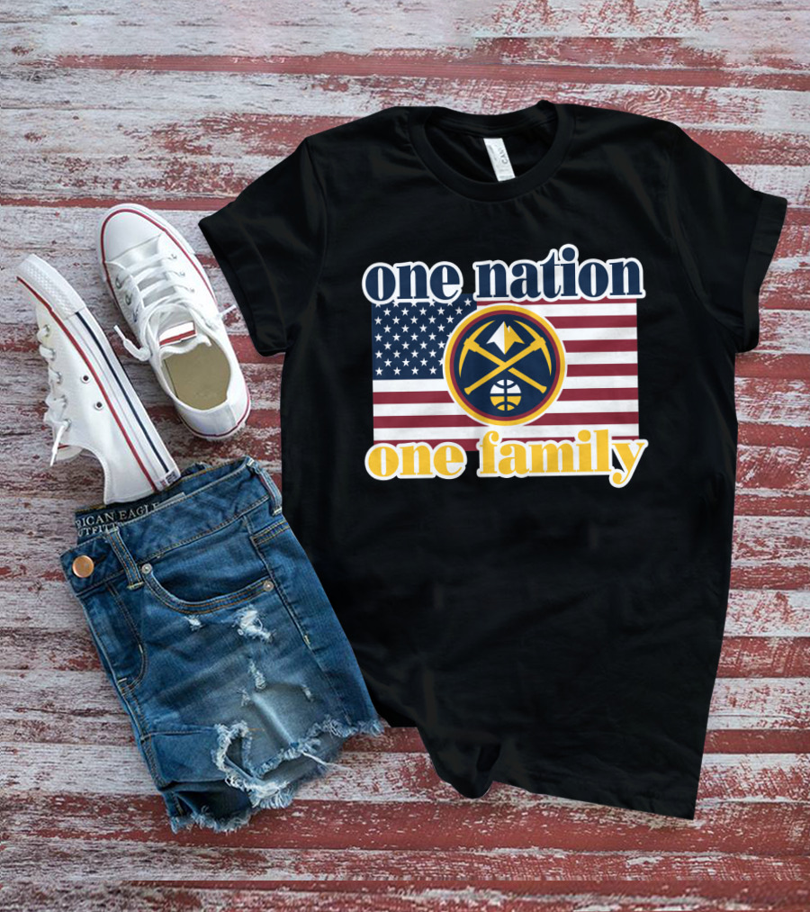 One Nation One Family Denver Nuggets American Flag T-Shirt