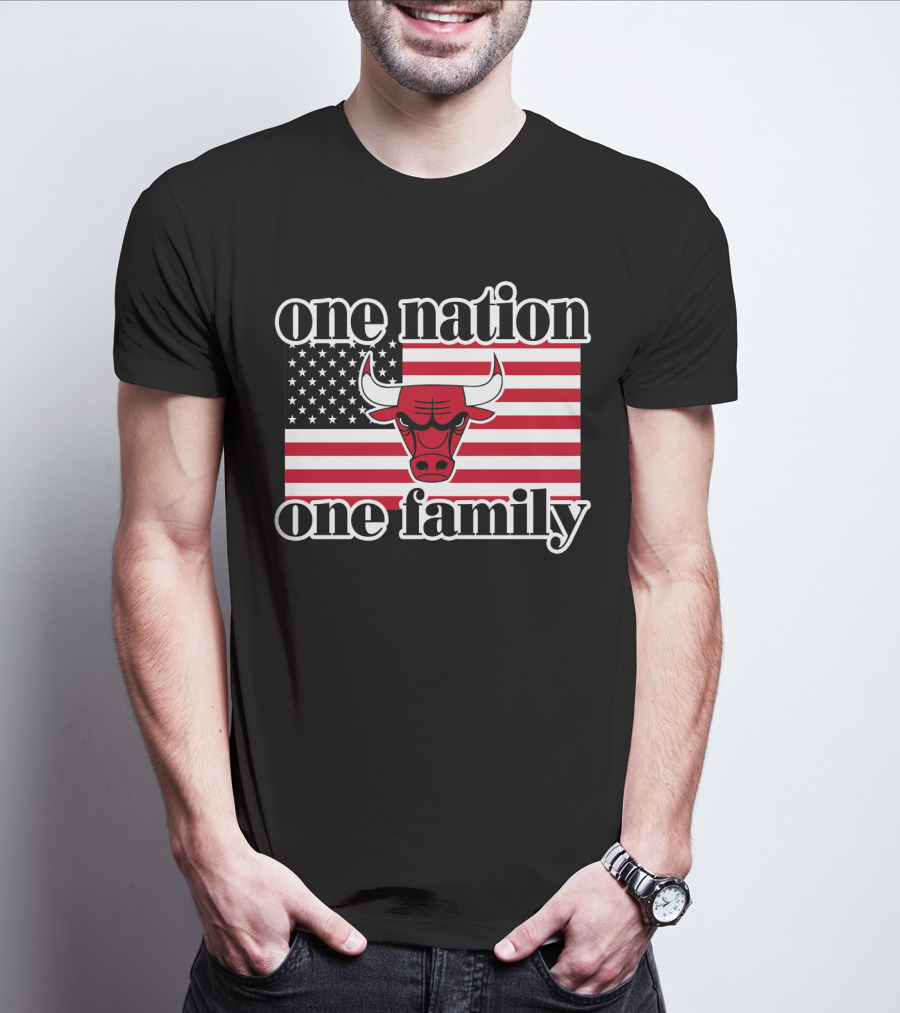 One Nation One Family Chicago Bulls 1985 Usa Flag T-Shirt