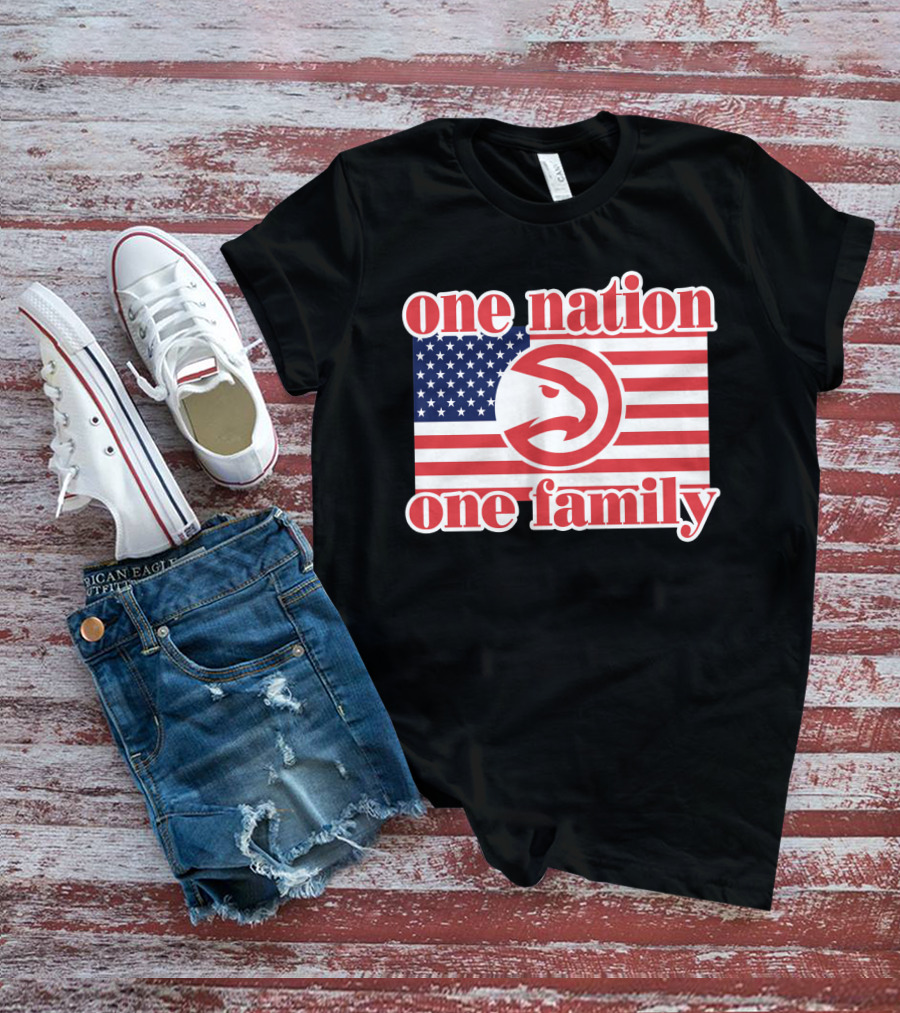 Atlanta Hawks One Nation One Family Usa Flag T-Shirt