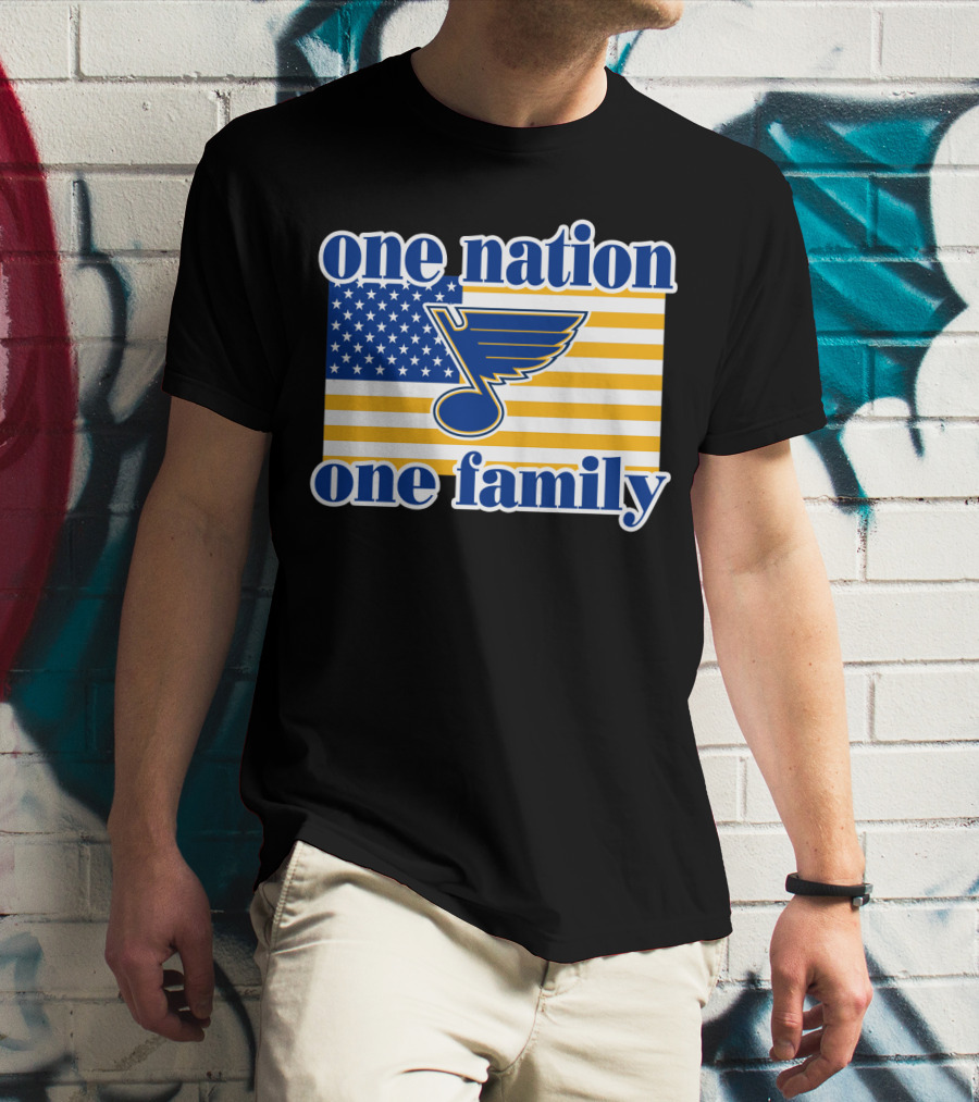 St Louis Blues One Nation One Family American Flag T-Shirt