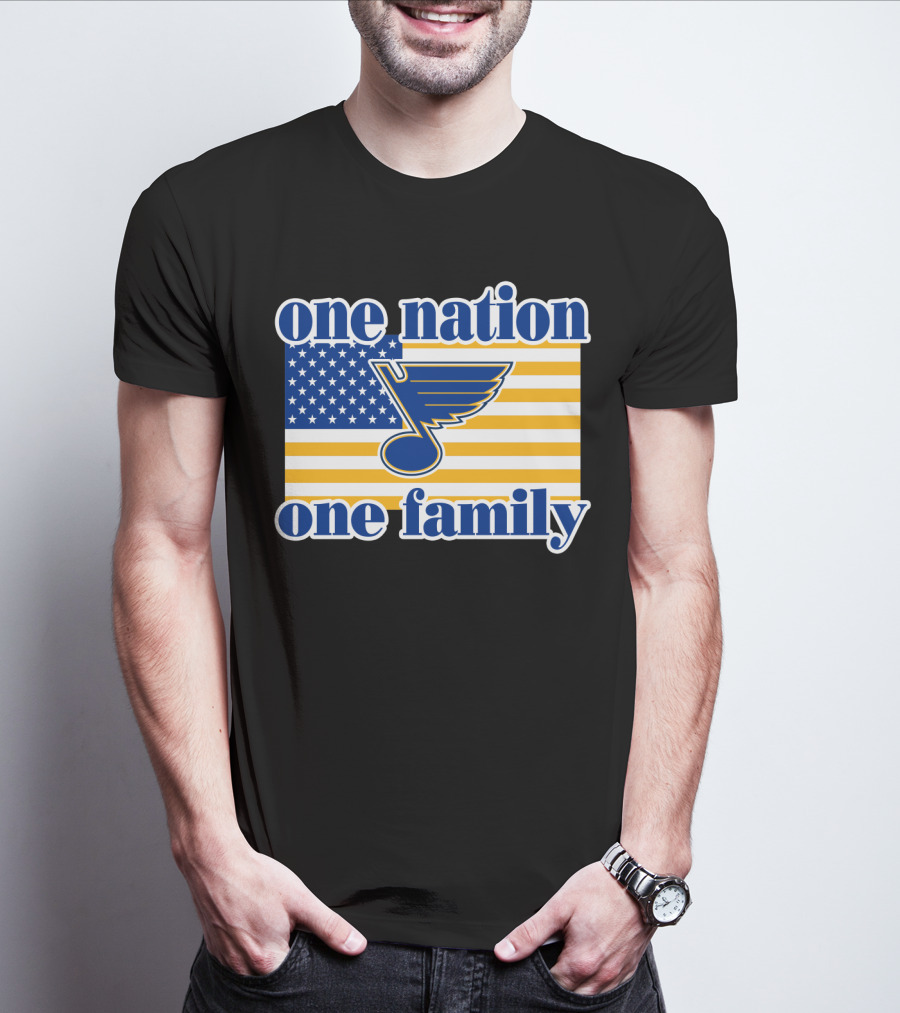 St Louis Blues One Nation One Family American Flag T-Shirt