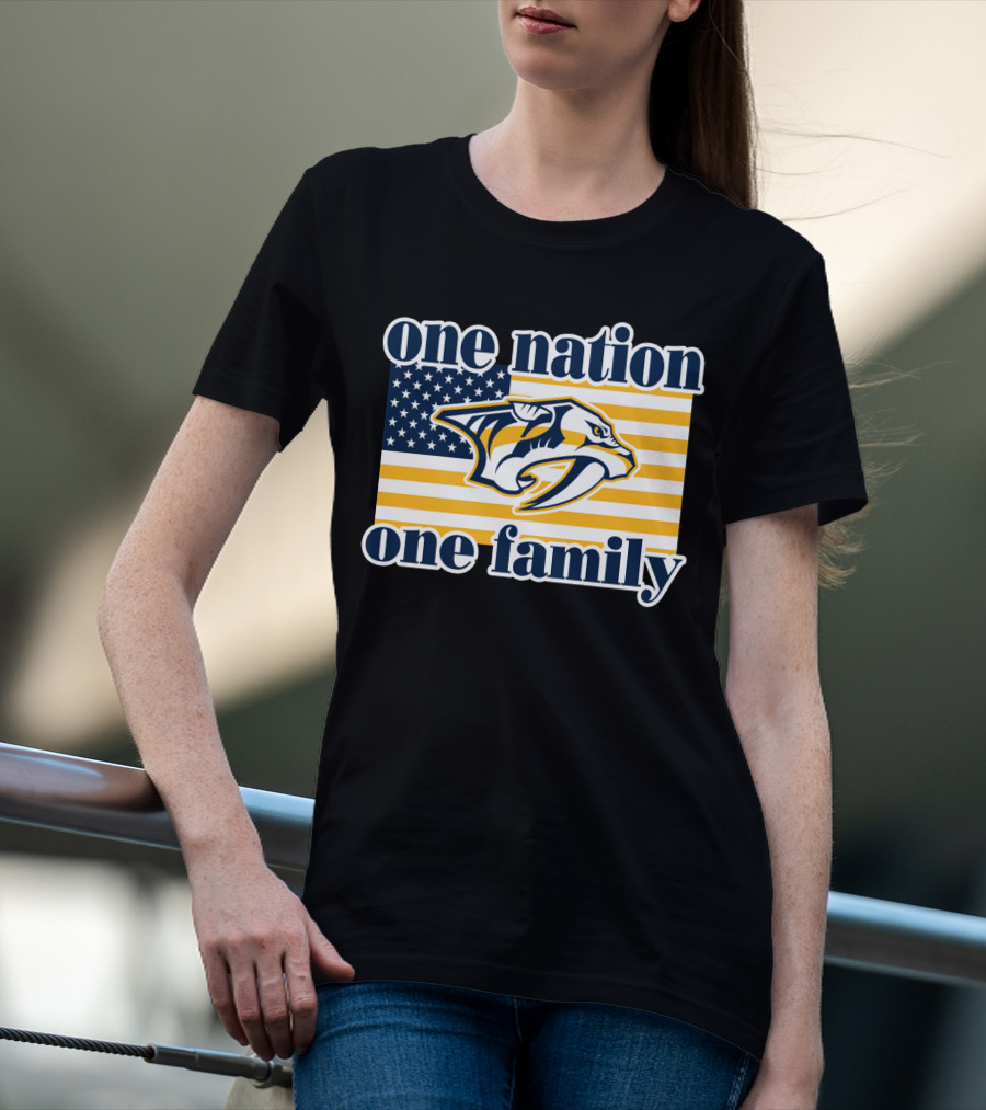 One Nation One Family Nashville Predators American Flag T-Shirt