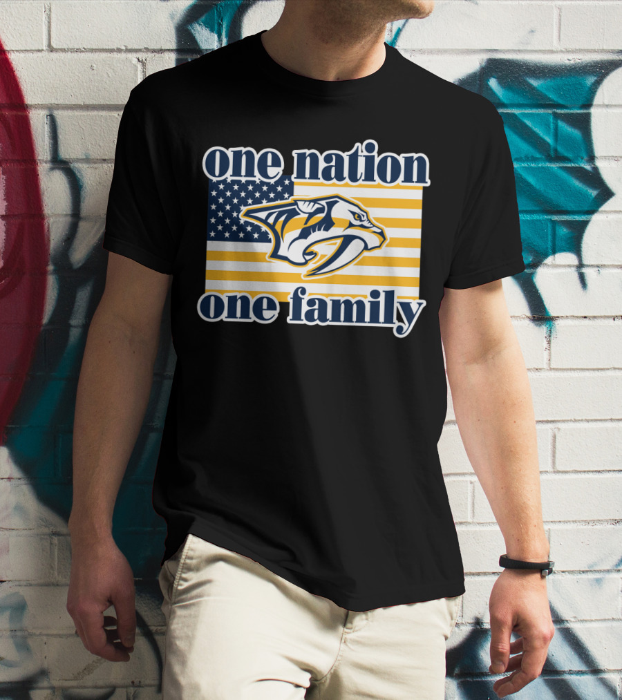 One Nation One Family Nashville Predators American Flag T-Shirt