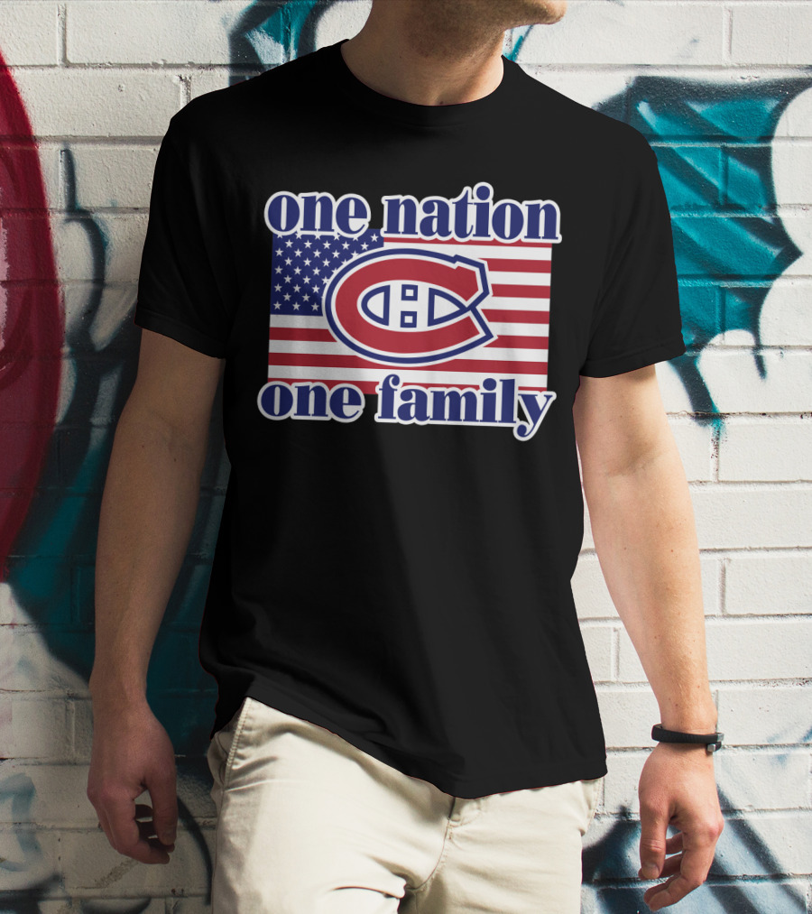 One Nation One Family Montreal Canadiens Usa Flag T-Shirt