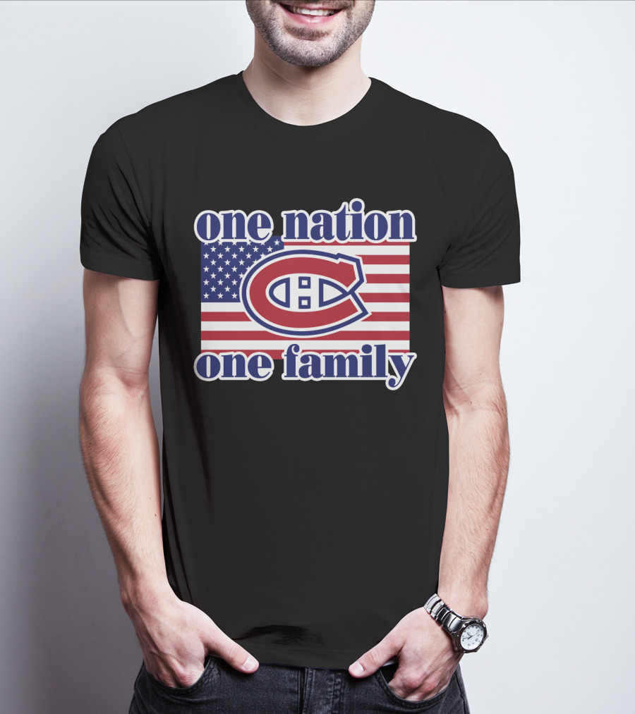 One Nation One Family Montreal Canadiens Usa Flag T-Shirt