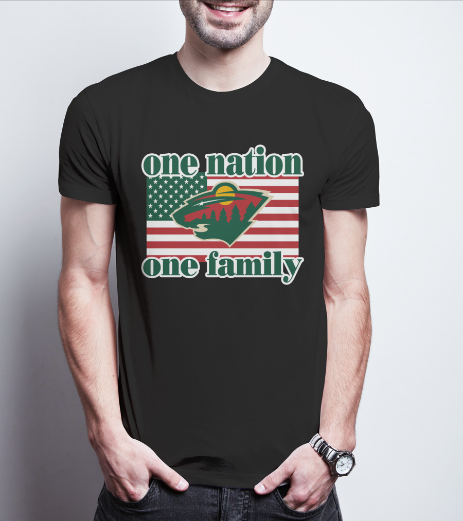 One Nation One Family 102 Minnesota Wild American Flag T-Shirt