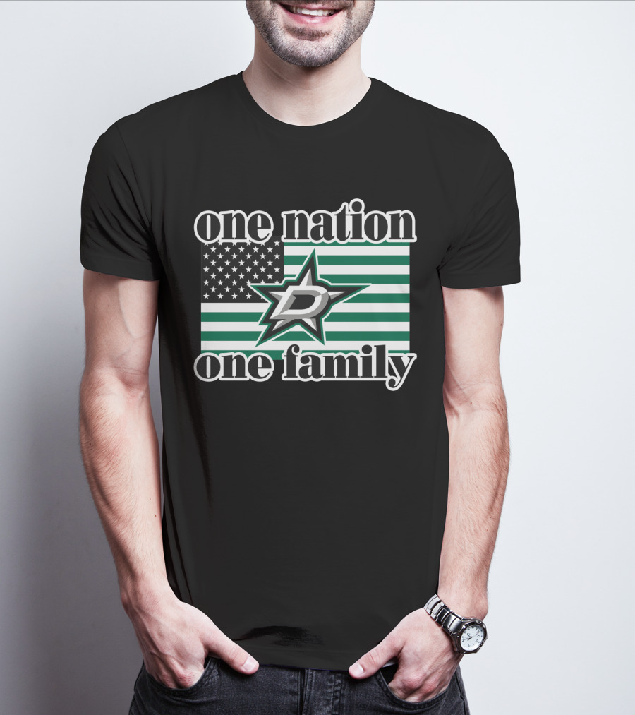 One Nation One Family Dallas Stars D Logo American Flag T-Shirt