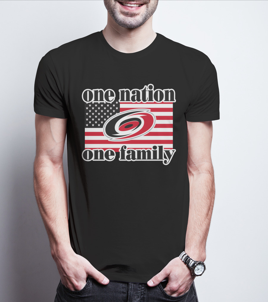One Nation One Family Carolina Hurricanes Usa Flag T-Shirt