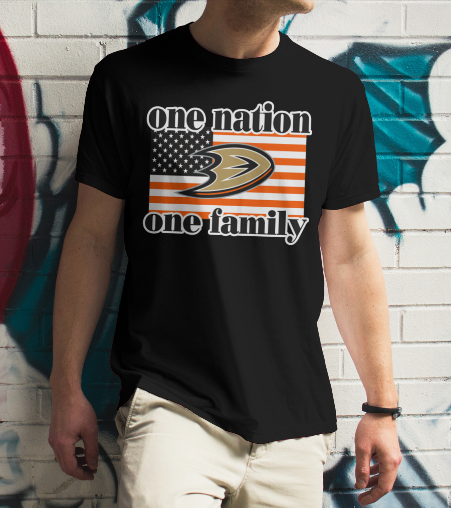 One Nation One Family Anaheim Ducks American Flag T-Shirt