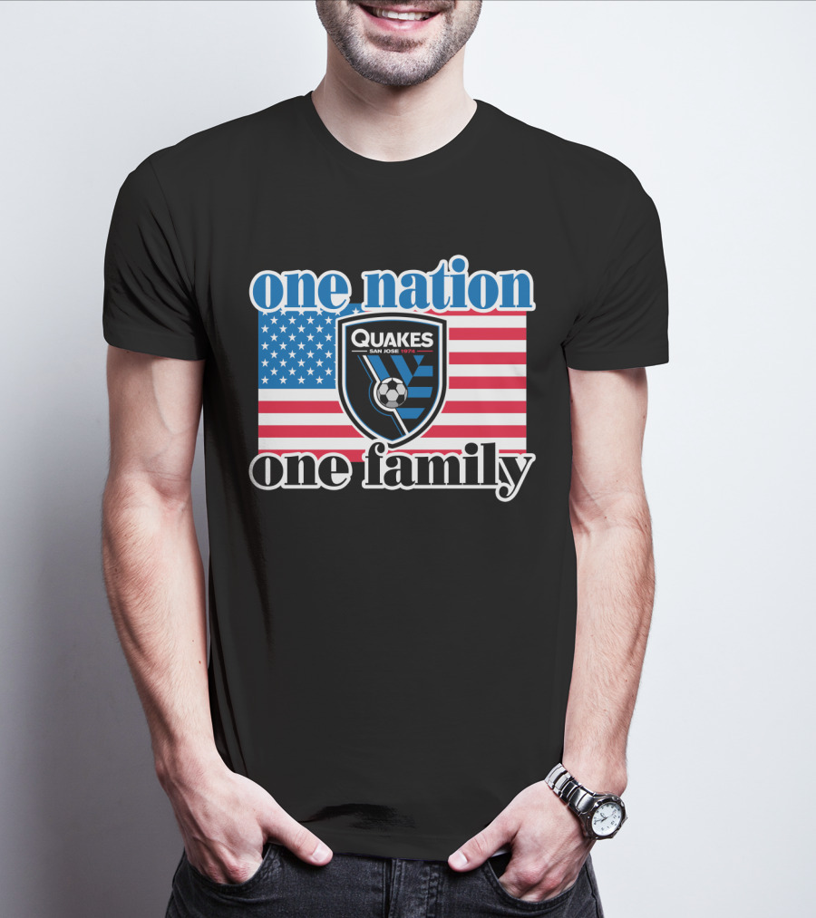 One Nation One Family San Jose Earthquakes Quakes Soccer Usa Flag T-Shirt