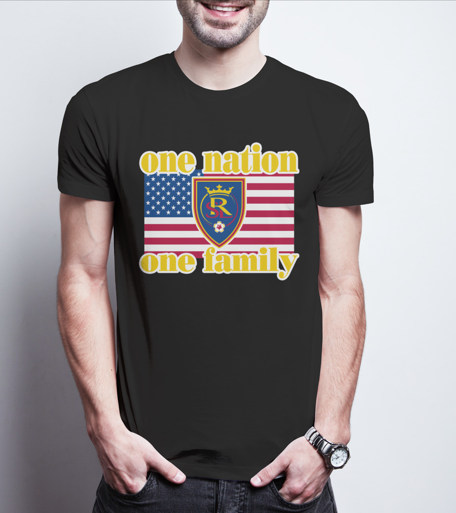 One Nation One Family Real Salt Lake Usa Flag Soccer Crest T-Shirt