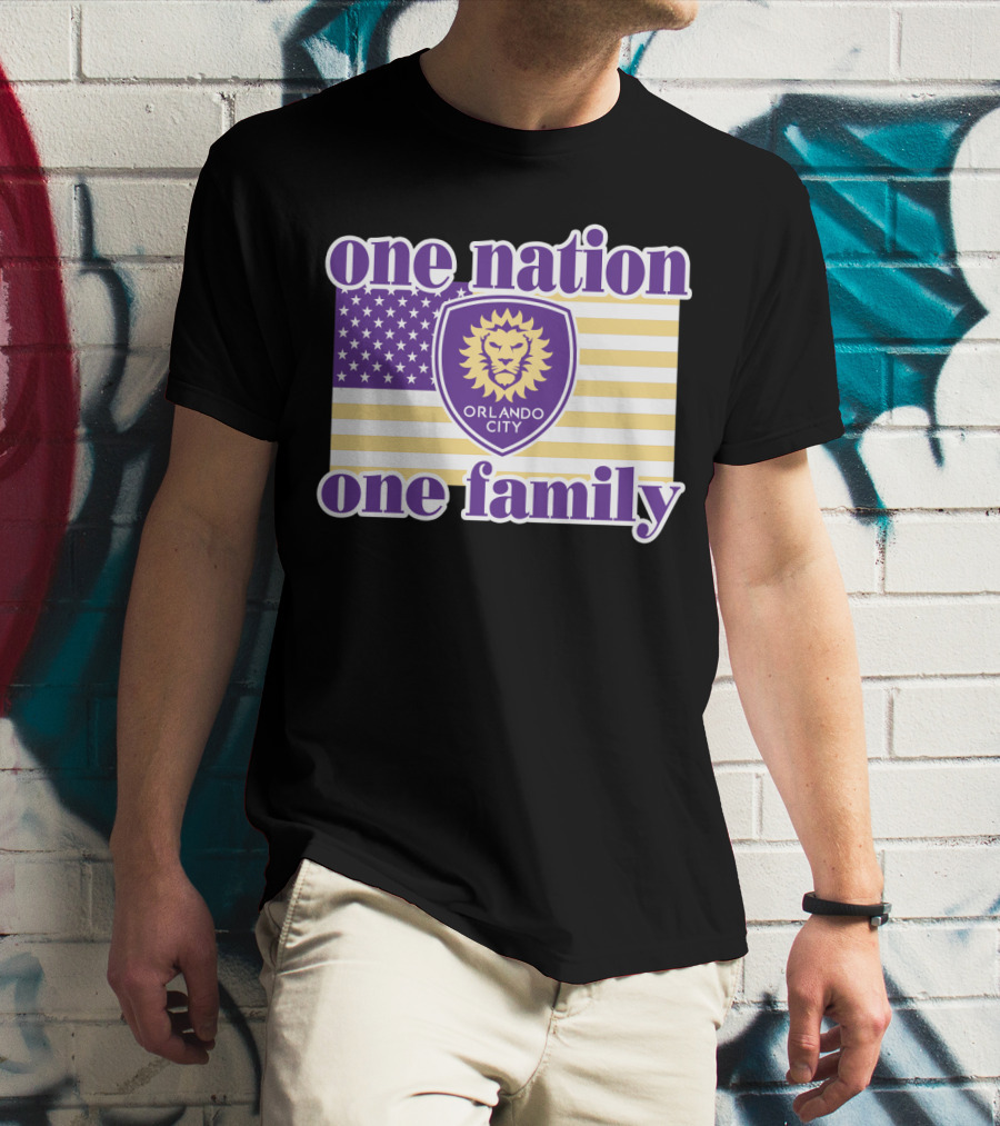 One Nation One Family Orlando City Sc American Flag Lion T-Shirt