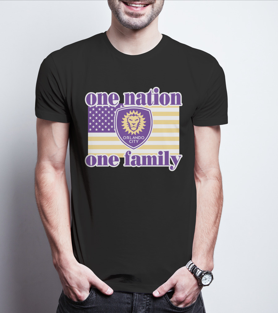 One Nation One Family Orlando City Sc American Flag Lion T-Shirt