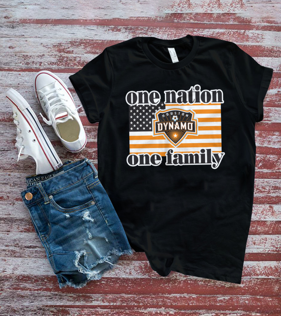 One Nation One Family Houston Dynamo American Flag T-Shirt