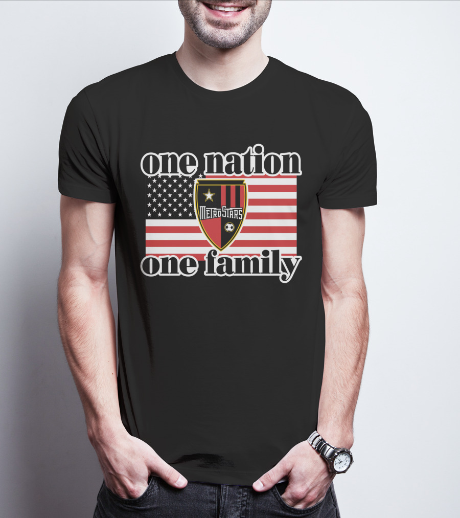 One Nation One Family Metrostars 136 Usa Flag Soccer Shield T-Shirt