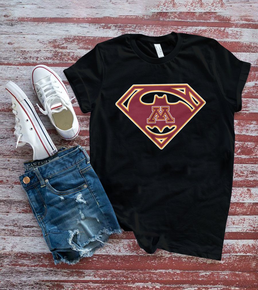 Superman Batman Minnesota Golden Gophers Logo 48 T-Shirt