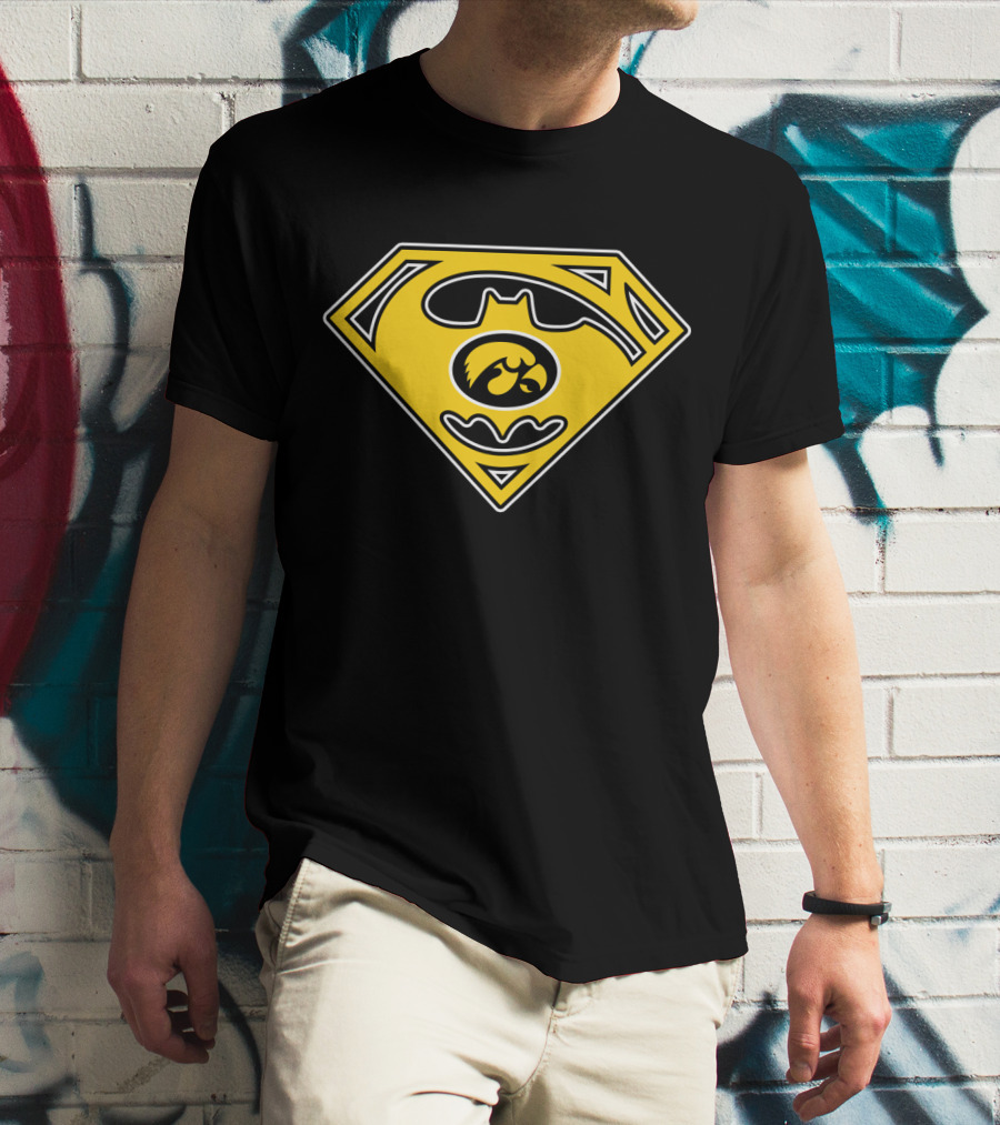 Iowa Hawkeyes Superman Batman Logo Combination T-Shirt