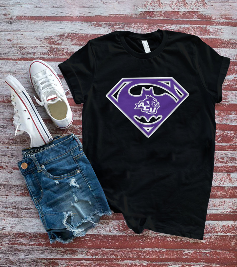 Acu Abilene Christian Wildcats Superhero Logo Purple T-Shirt