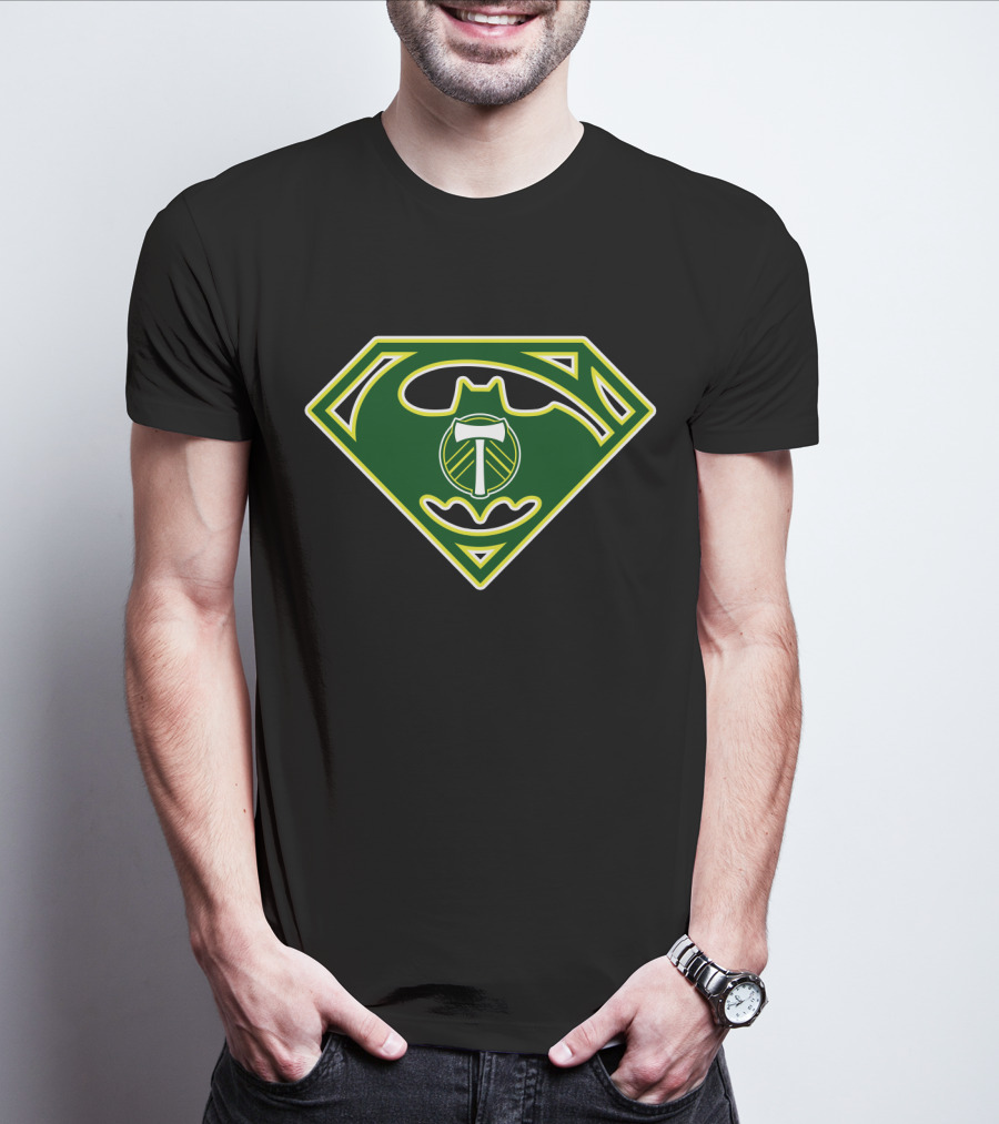 Portland Timbers Batman Superman Logo Combination T-Shirt