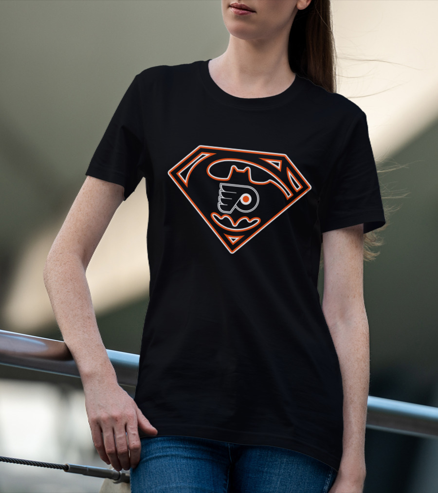 Superman Batman Philadelphia Flyers Emblem Mashup T-Shirt