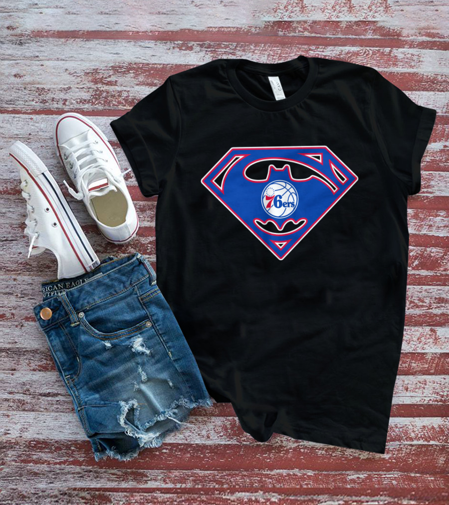 Philadelphia 76ers Superman Batman Logo Integration T-Shirt