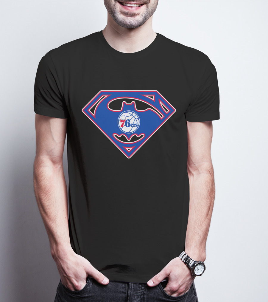Philadelphia 76ers Superman Batman Logo Integration T-Shirt