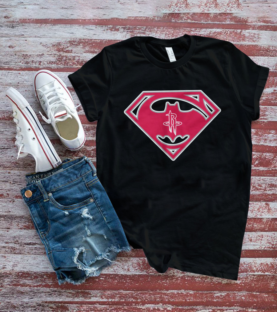 Bat Superhero Logo Houston Rockets Crossover T-Shirt