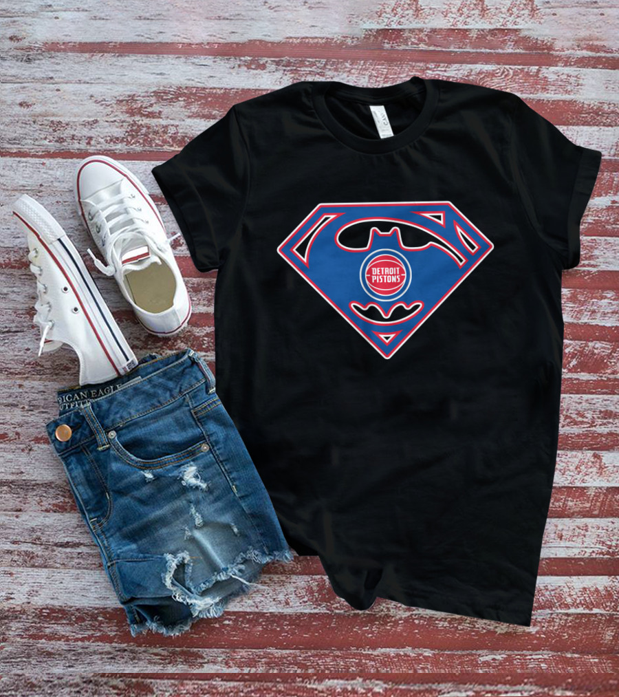 Detroit Pistons Superman Batman T-Shirt