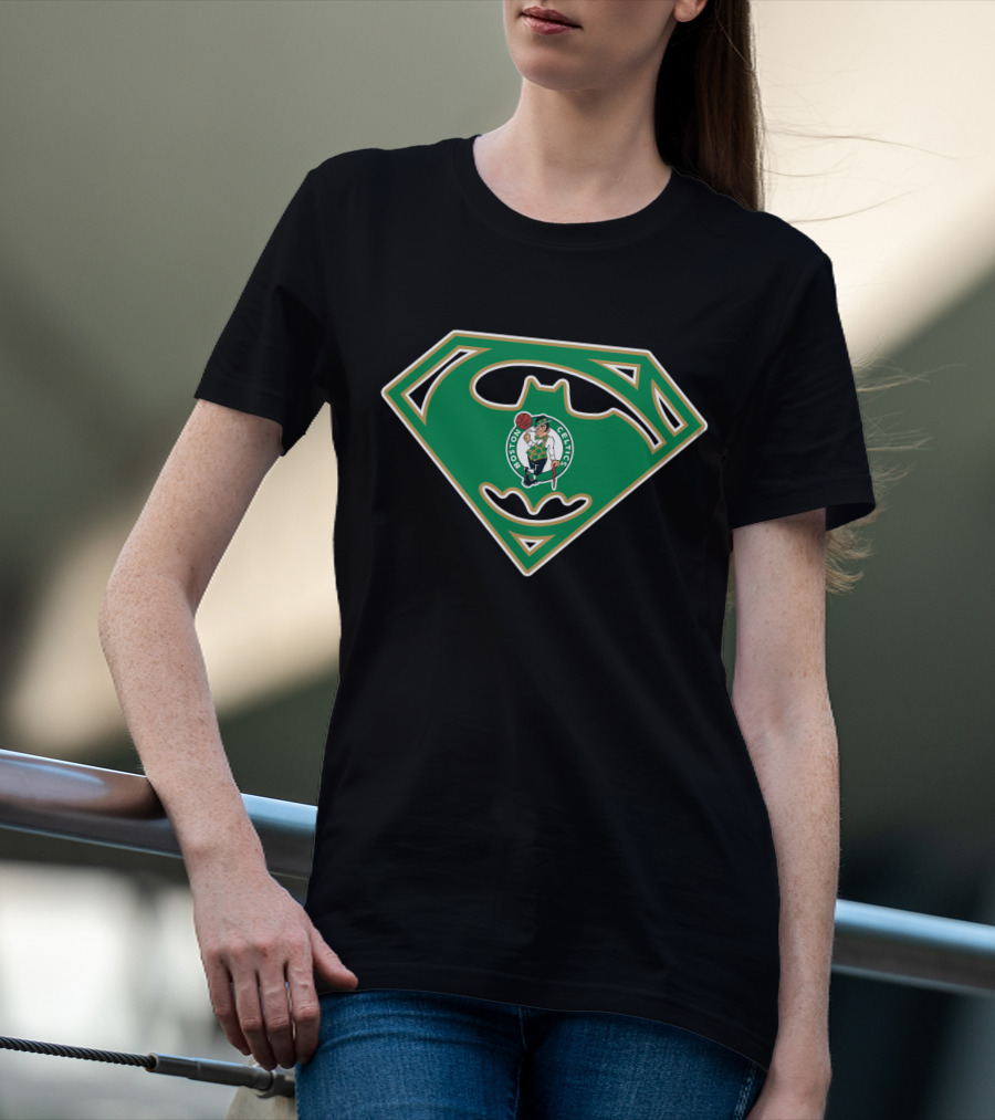 Boston Celtics Superman Batman Logo Mashup T-Shirt
