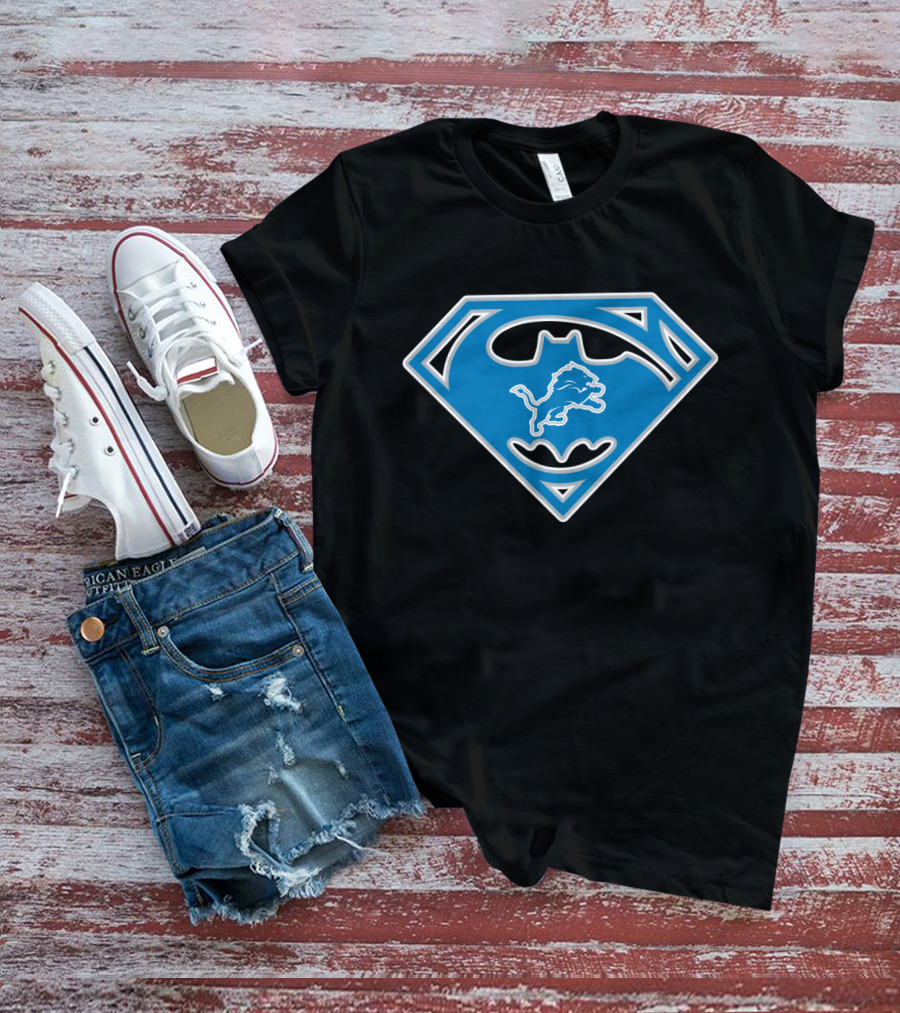 Detroit Lions Superman Batman T-Shirt