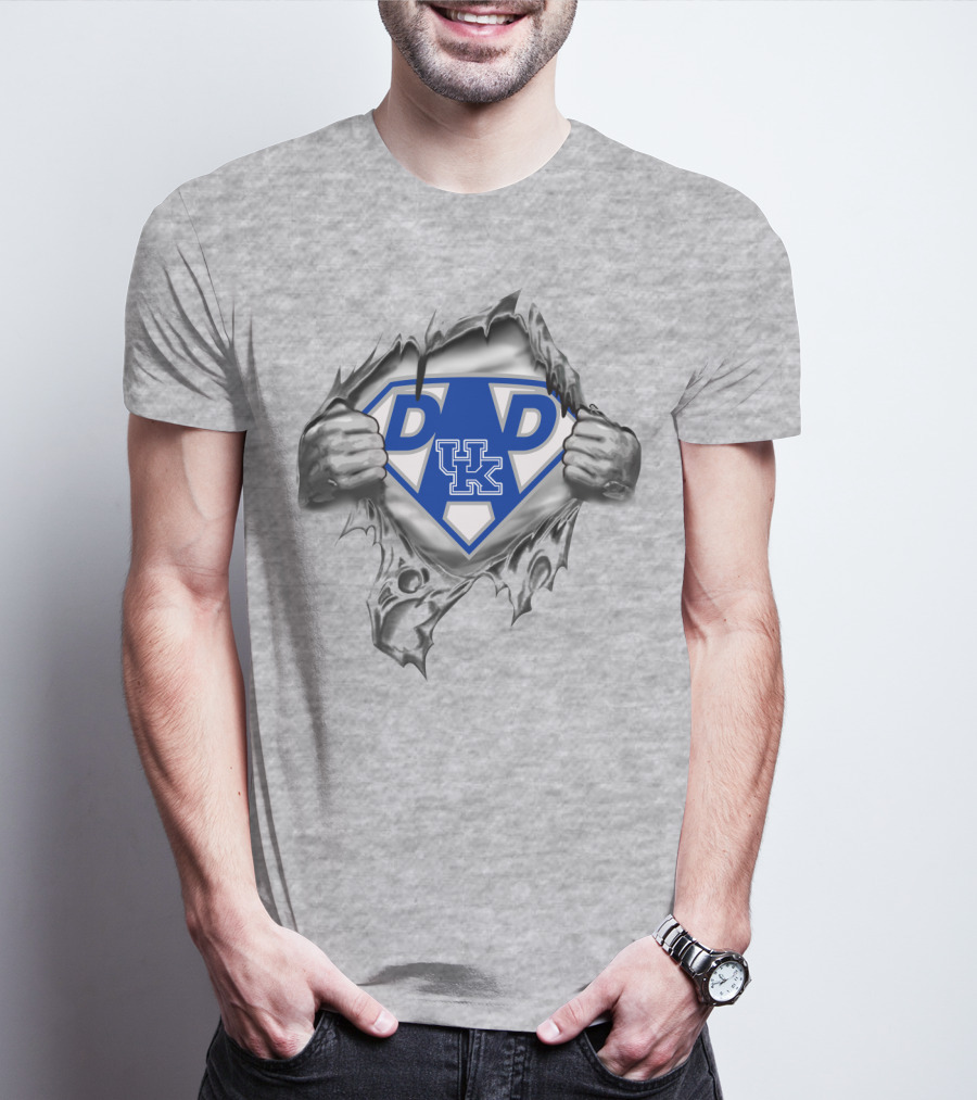Uk Wildcats Super Dad Shield Burst Through T-Shirt