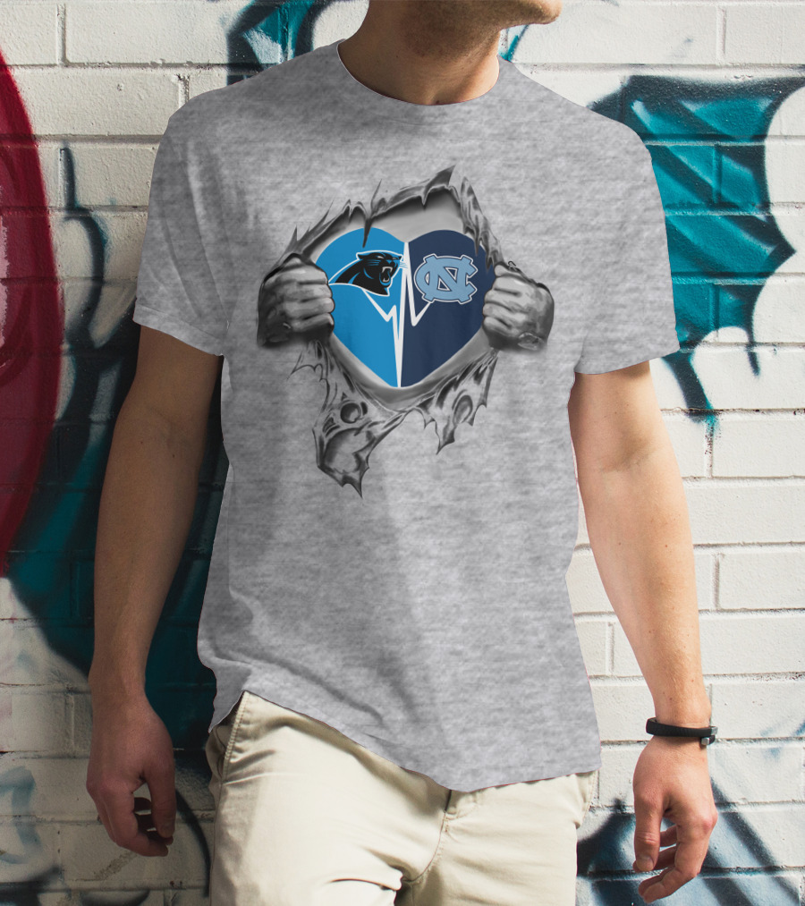 North Carolina Panthers Tar Heels Heart T-Shirt
