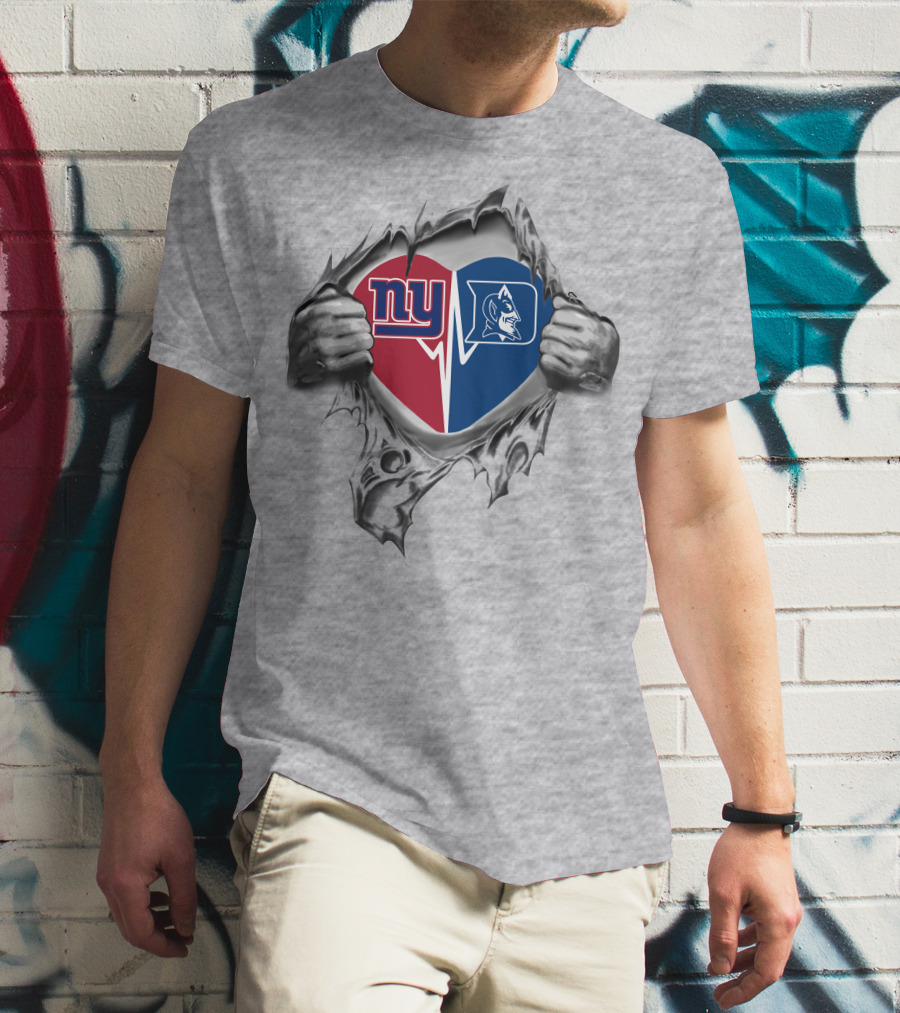Ny Giants Duke Blue Devils Heart Fan Passion T-Shirt