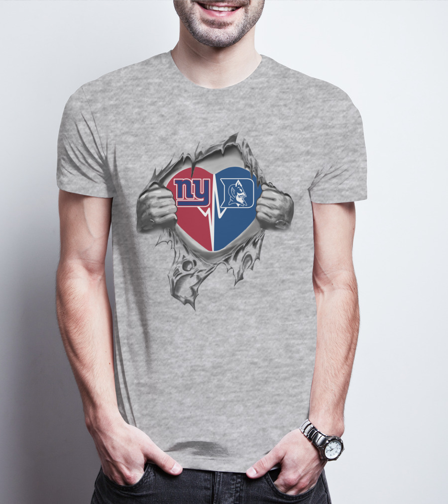 Ny Giants Duke Blue Devils Heart Fan Passion T-Shirt