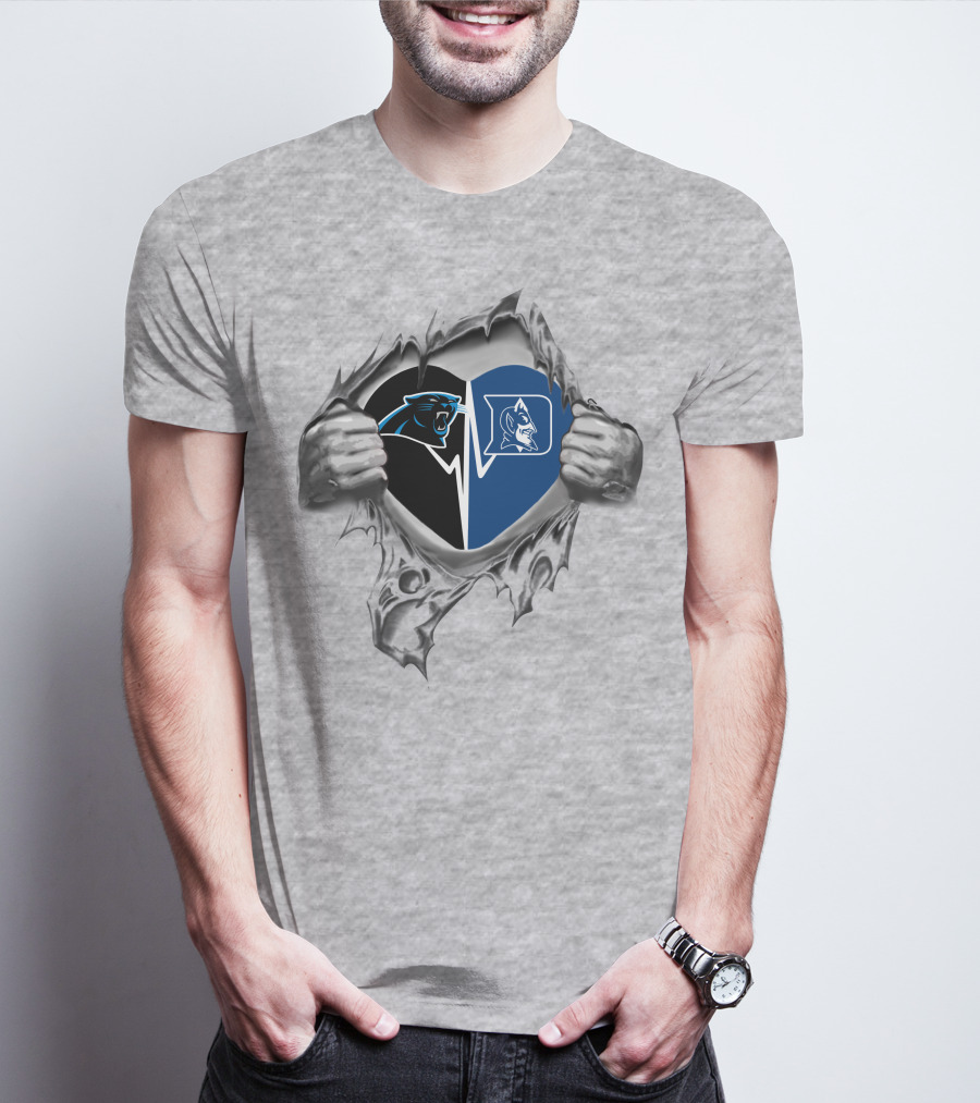 Carolina Panthers Duke Blue Devils Heartbeat Connection T-Shirt