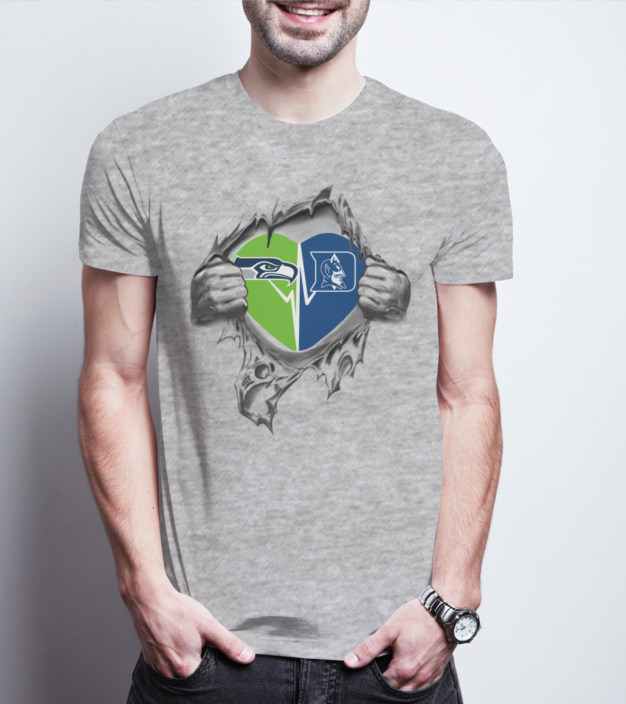 Seahawks Duke Split Heart Logo Fan Pride T-Shirt
