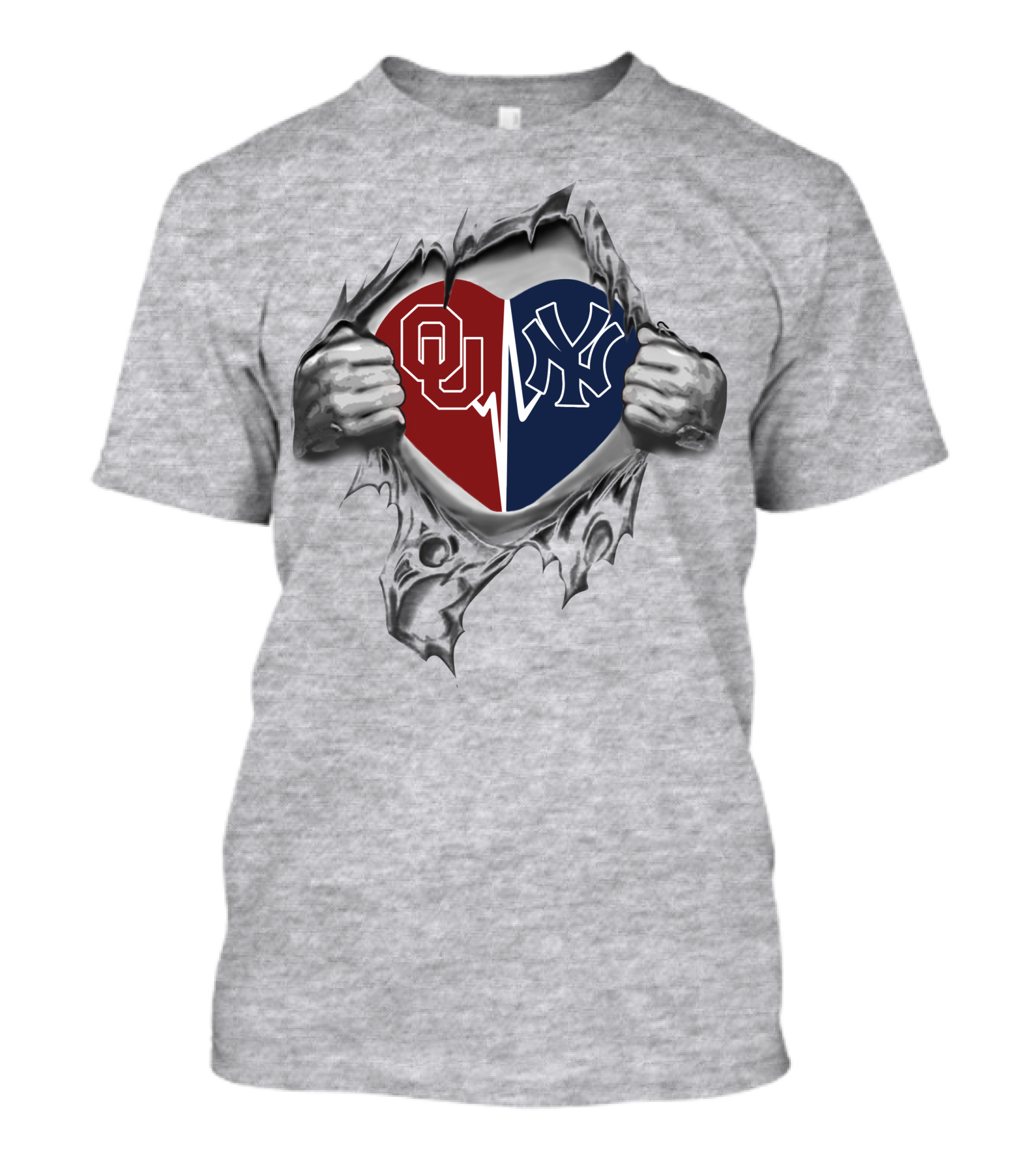 Ou Yankees Heart Split Pride T-Shirt