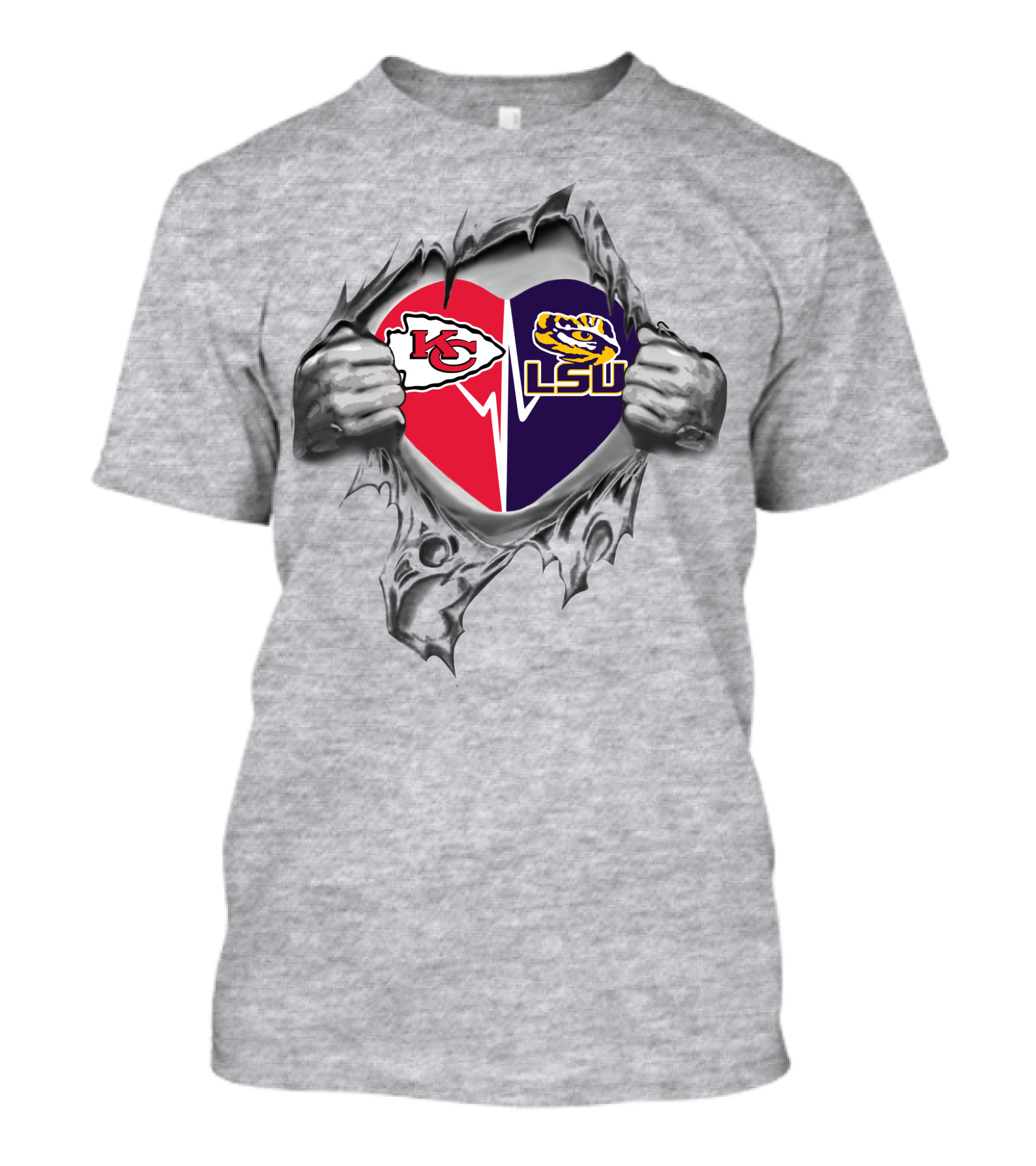 Chiefs Lsu Heart With Kansas City And Louisiana State Pride T-Shirt