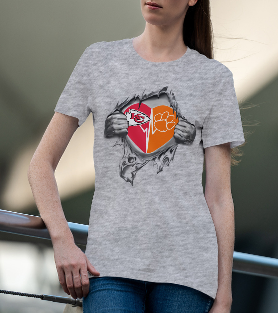 Kansas City Chiefs Clemson Tigers Heart Fusion T-Shirt