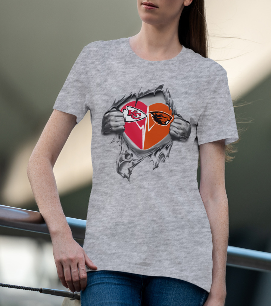Chiefs Oregon State Beavers Heart Inside T-Shirt