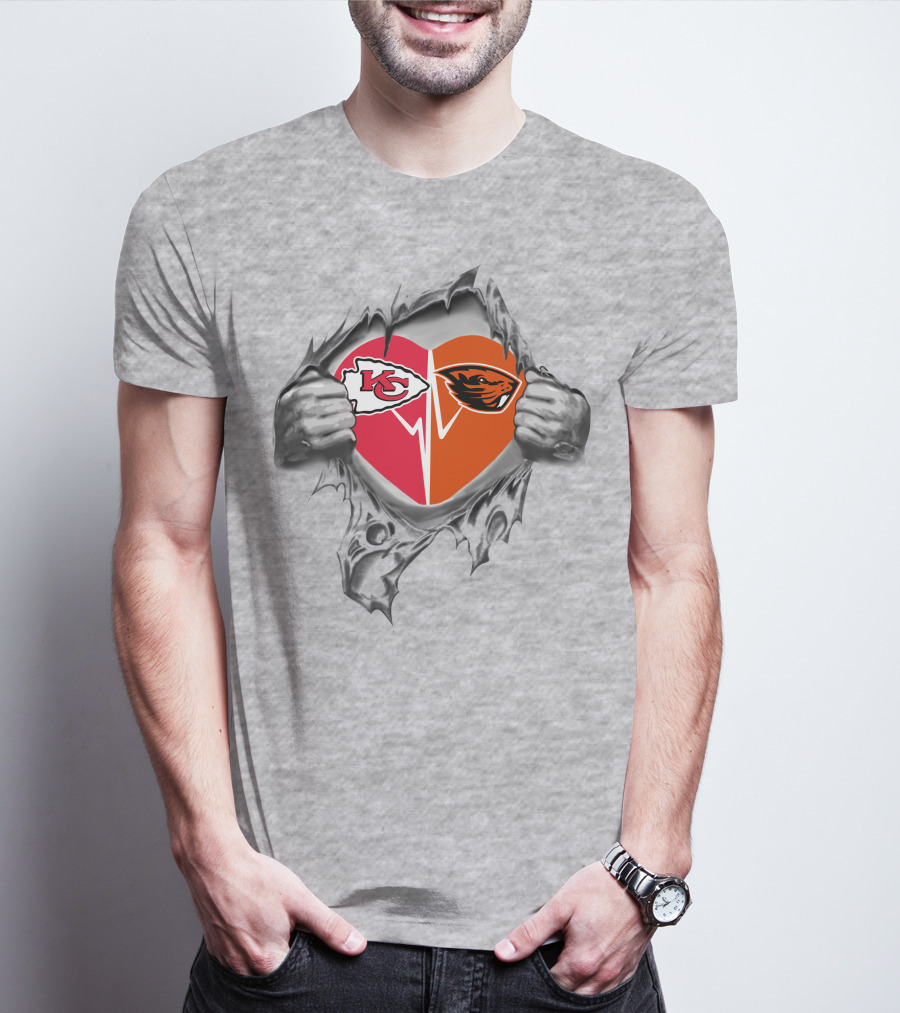 Chiefs Oregon State Beavers Heart Inside T-Shirt