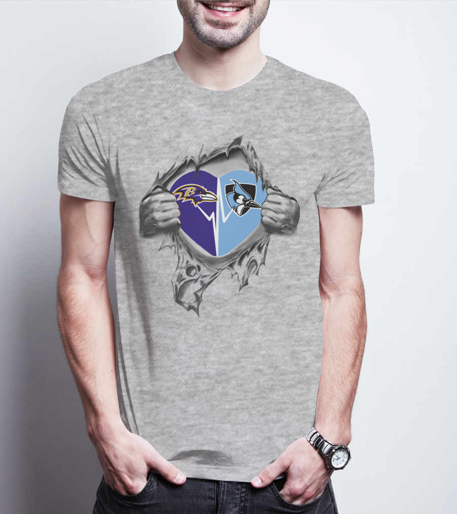 Ravens John Hopkins It's In My Heart Dual Logos Embrace T-Shirt