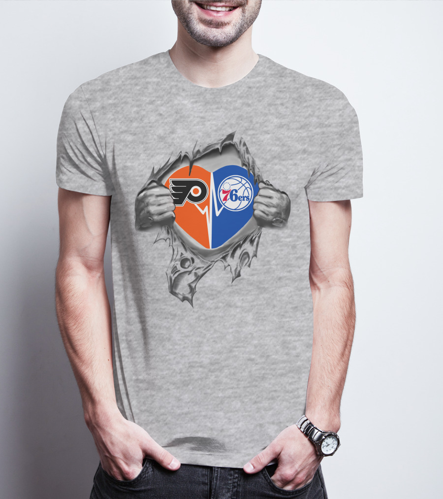 Philadelphia 76ers Flyers Heart Logo Split T-Shirt