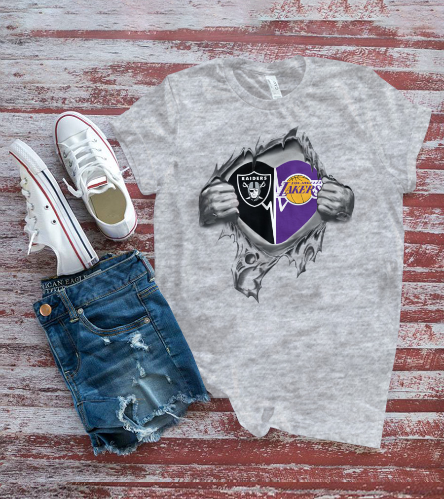 Raiders Lakers Heart Logo Fusion T-Shirt
