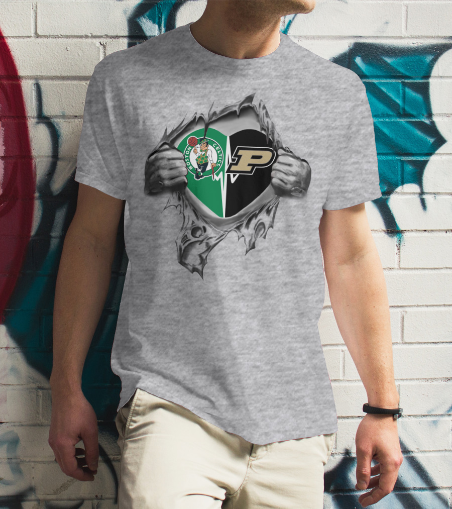 Boston Celtics Purdue Heartbeat Passion T-Shirt