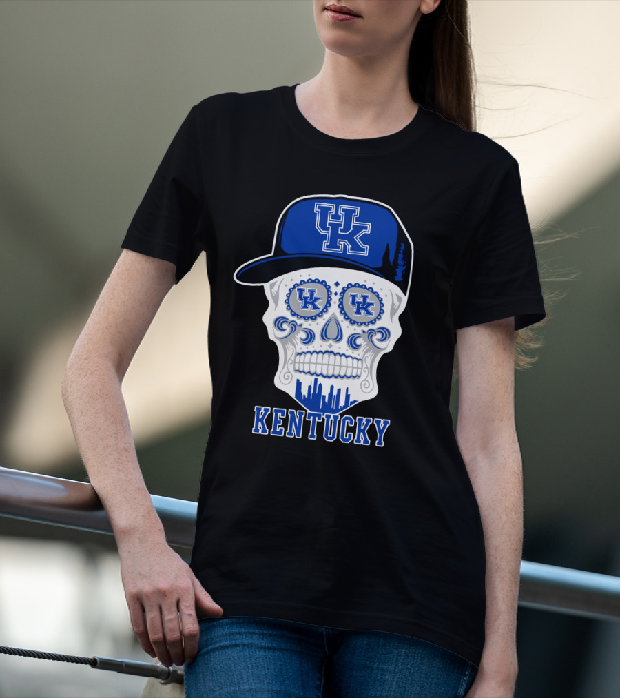 Kentucky Wildcats Skull Uk Hat Silhouette T-Shirt